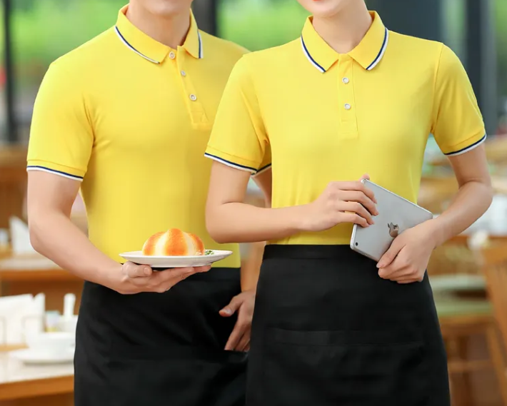 黃色酒店職業(yè)裝展示，酒店服務(wù)員制服